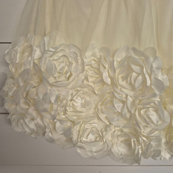 Nanette Baby Girls Pink & Ivory Dress 24M With Floral Rosette Skirt & Bow Accent - Picture 5 of 6